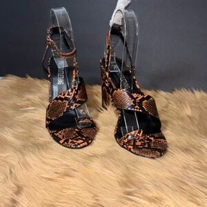 PrettyLittleThing Snakeskin Strappy Heels